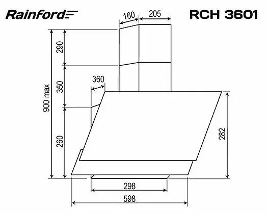 Вытяжка RAINFORD RCH-3605 Black glass — фото