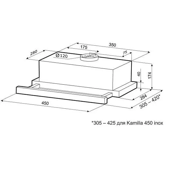 Вытяжка KRONASTEEL Kamilla 1M 450 white — фото
