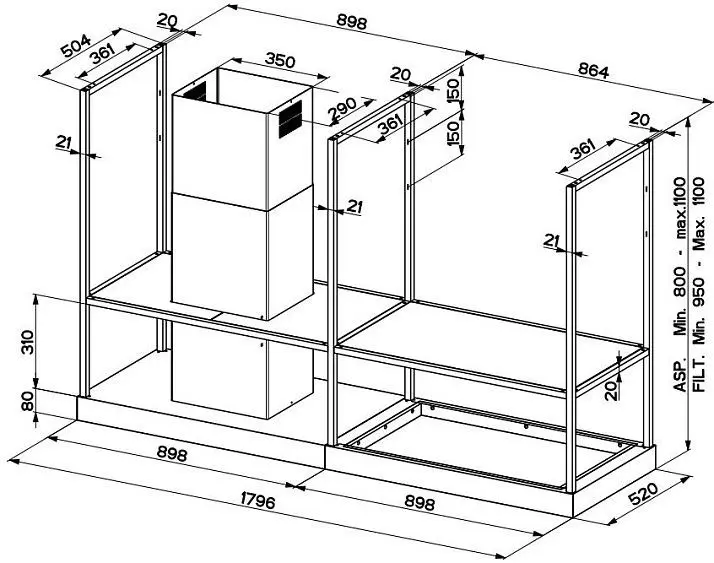 Вытяжка FABER T-SHELF EV8 TITANIUM MATT A180 — фото