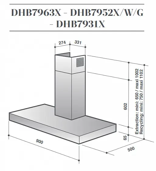 Вытяжка DE DIETRICH DHB7952W — фото