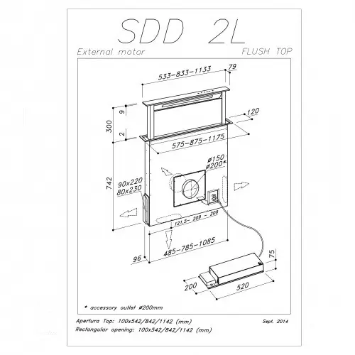 Вытяжка SIRIUS SDD2 L TC EM 120 — фото