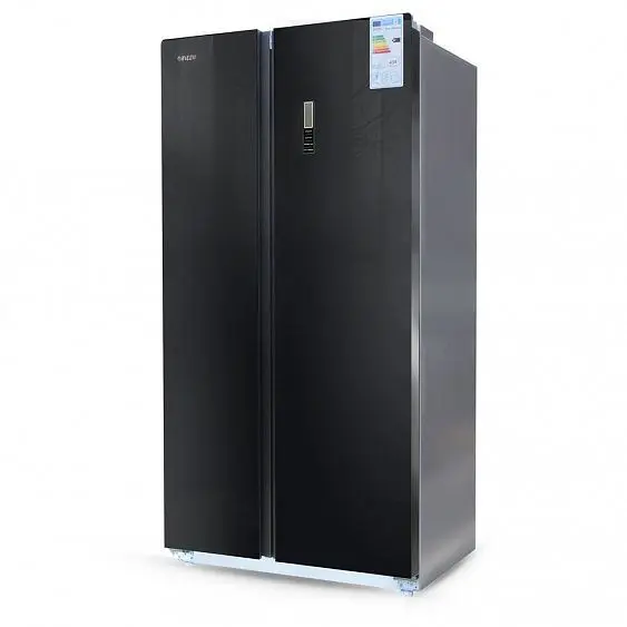 Холодильник Ginzzu NFK 580 черное стекло — фото