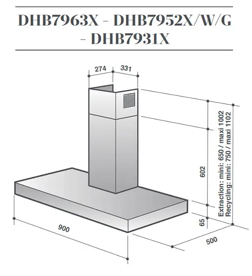 Вытяжка DE DIETRICH DHB7952W — фото