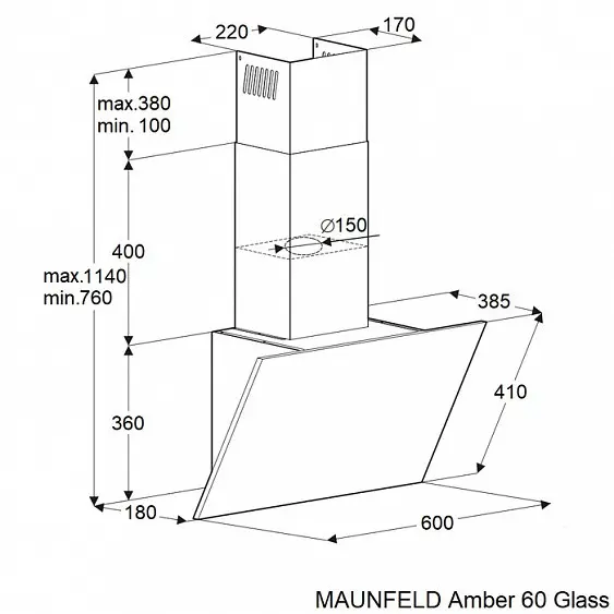 Вытяжка MAUNFELD Amber 60 Glass белый — фото
