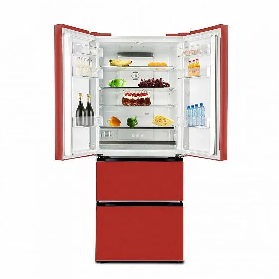Холодильник TESLER RFD-361I RED GLASS — фото