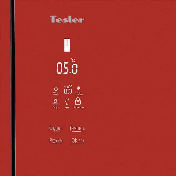 Холодильник TESLER RFD-361I RED GLASS — фото