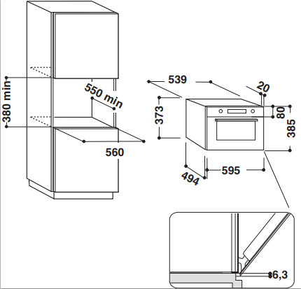 Встраиваемая микроволновая печь Whirlpool W7 MD440