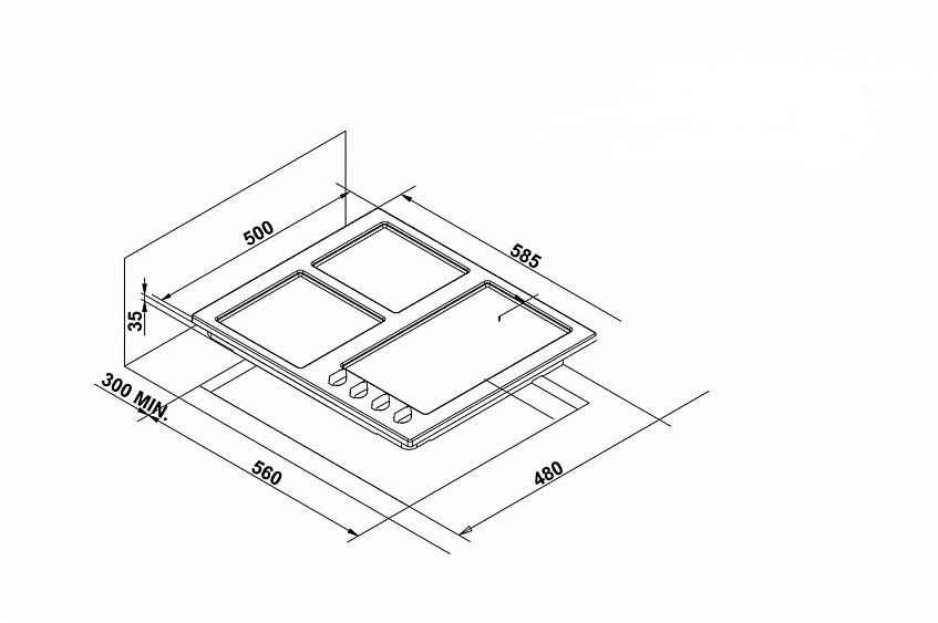 Размеры газовой панели для кухни 4 конфорки