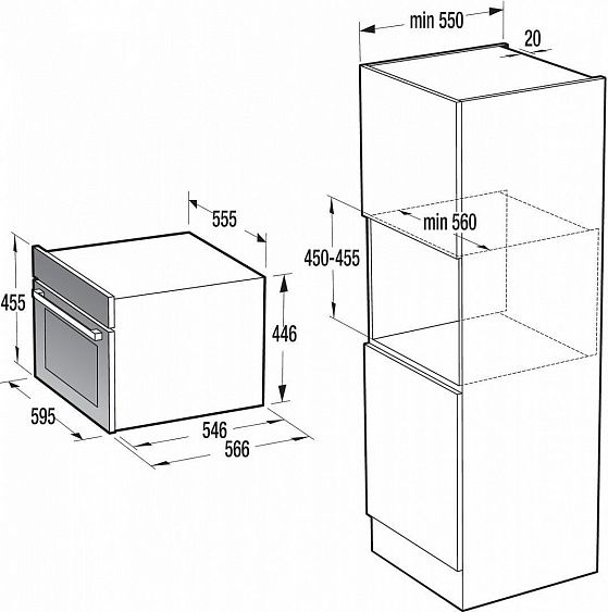 Компактный духовой шкаф с свч gorenje