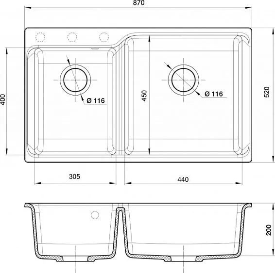 Кухонная мойка RIVELATO AXEL 90D beige scuro