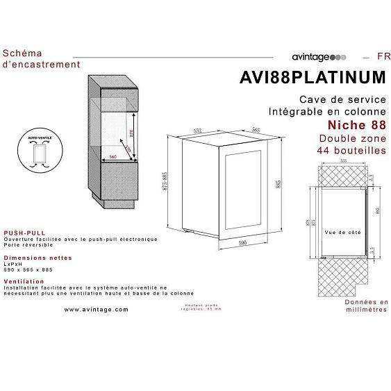 Винный шкаф AVINTAGE AVI88 PLATINUM