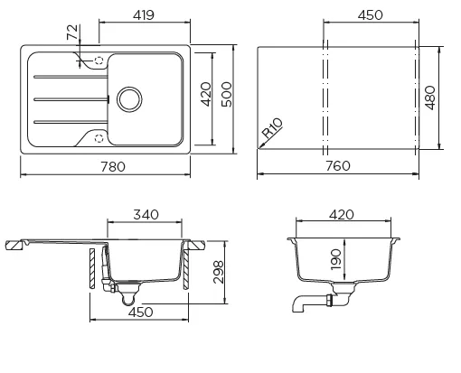 Кухонная мойка SCHOCK Formhaus 45 D Cristalite оникс