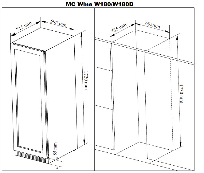 Винный шкаф MC WINE W180B — фото