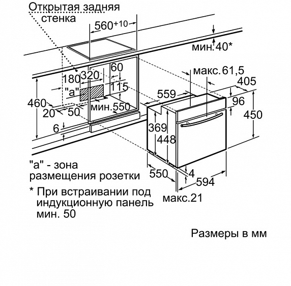 Схема встраивания духовки