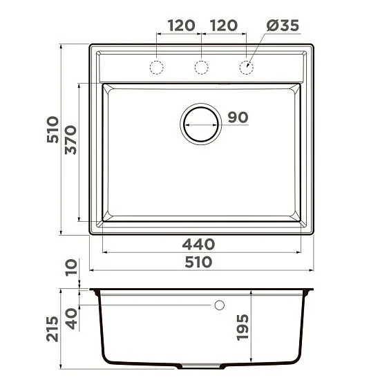 Кухонная мойка OMOIKIRI Daisen 51-BL (4997303)