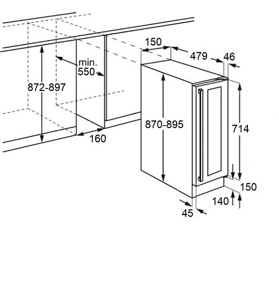 Винный шкаф встроенный габариты