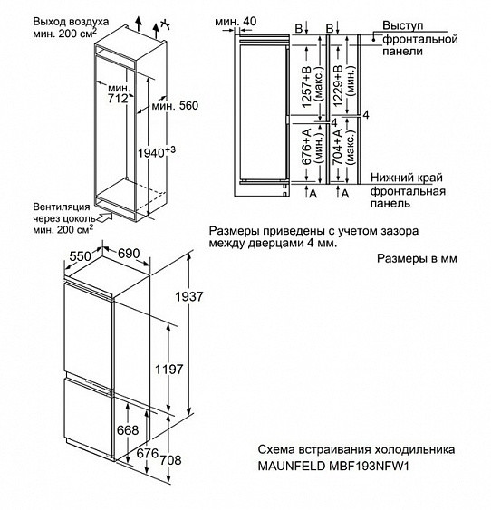 Холодильник MAUNFELD MBF193NFW1GR
