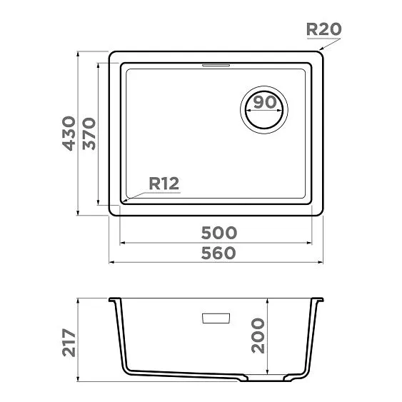 Кухонная мойка OMOIKIRI Kata 56-U/I Side-BL (4997583)