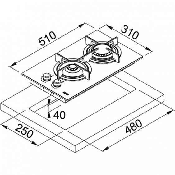 Размеры варочной панели на 2 конфорки электрическая встраиваемая в столешницу