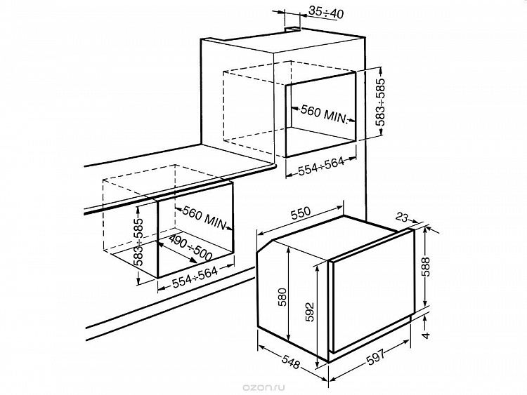 Размер духовки для кухни
