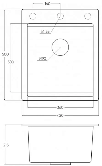 Кухонная мойка EMAR EMQ-1420.Q барит