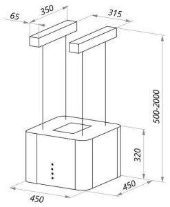 Вытяжка MAUNFELD BOX (ISLA) 45 нержавейка/черное стекло