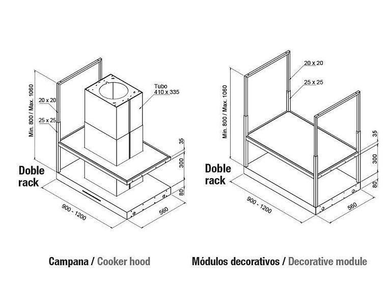 Вытяжка PANDO I-894 DR/90+120 MODULO IZQ. NEGRO MATE V.1250 ECO SEC