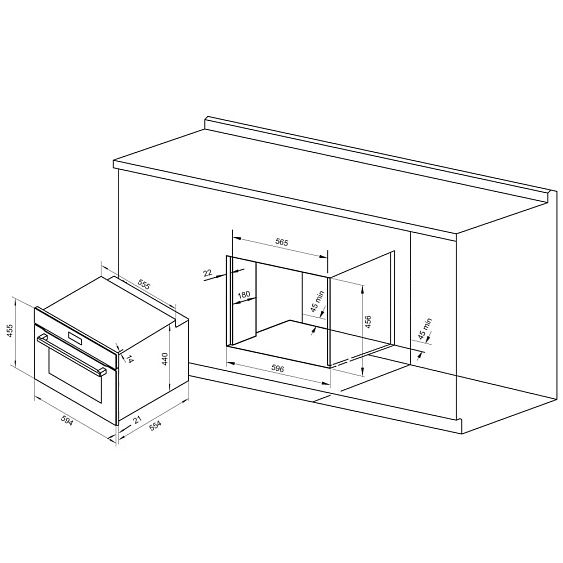 Духовой шкаф KRONA Onyx 45H BL/BL
