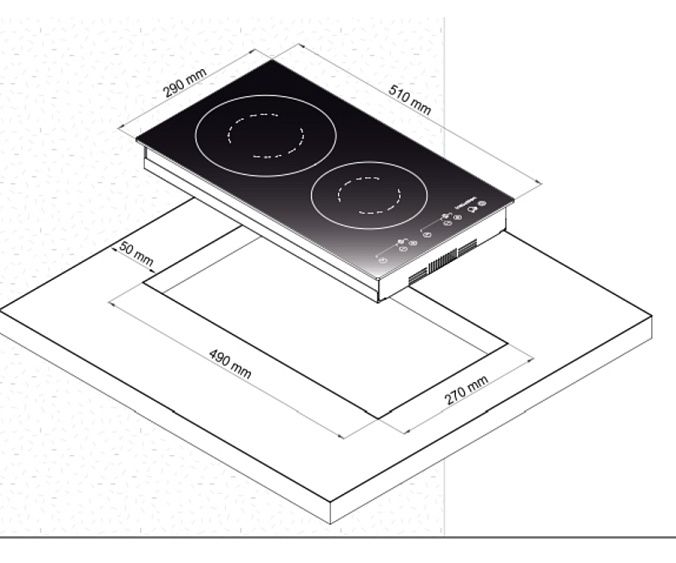 Размеры варочных панелей электрических встраиваемых для кухни 2 конфорки