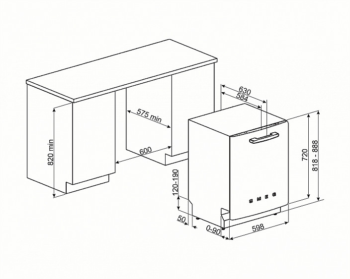 Посудомоечная машина SMEG ST2FABPK2