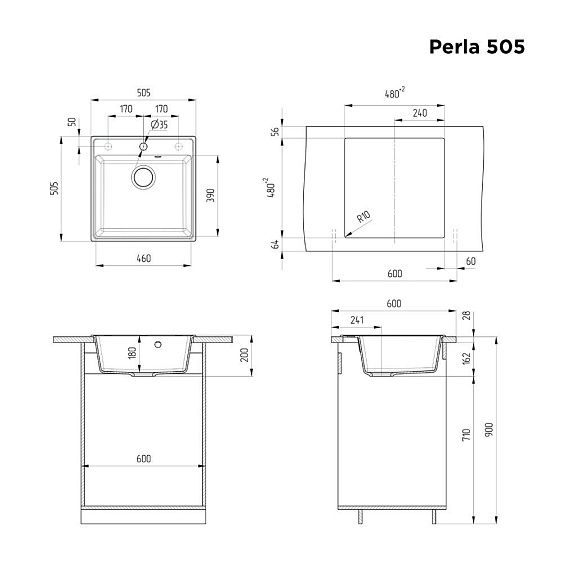 Кухонная мойка MAUNFELD Perla 505 MFQS-505LBG светло-бежевый