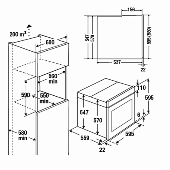 Схема встраивания духового шкафа