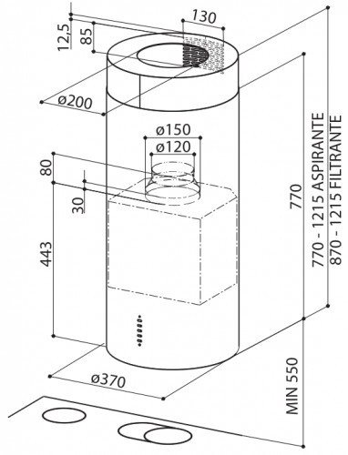 Вытяжка FABER 110.0332.308 FABER CYLINDRA IS./4 EV8 X A37