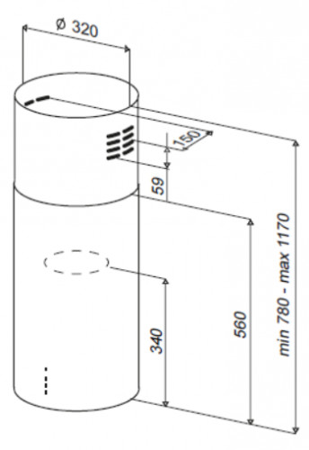 Вытяжка цилиндрическая для кухни размеры
