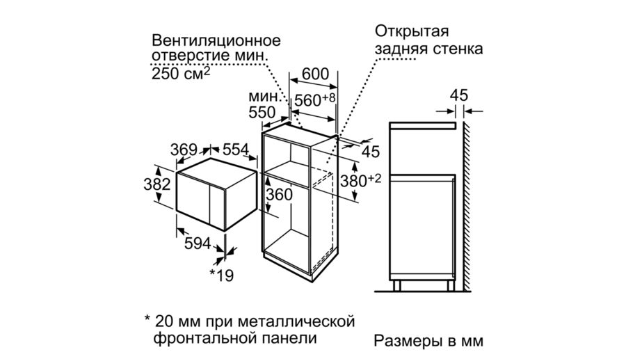 Встраиваемая микроволновая печь bosch схема встраивания