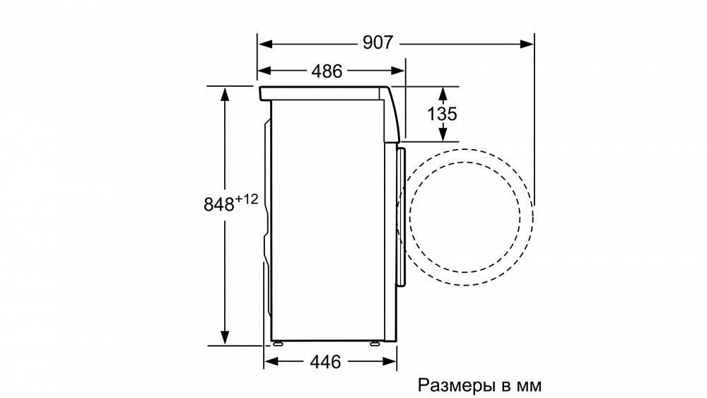 Размеры стиральной машины чертеж