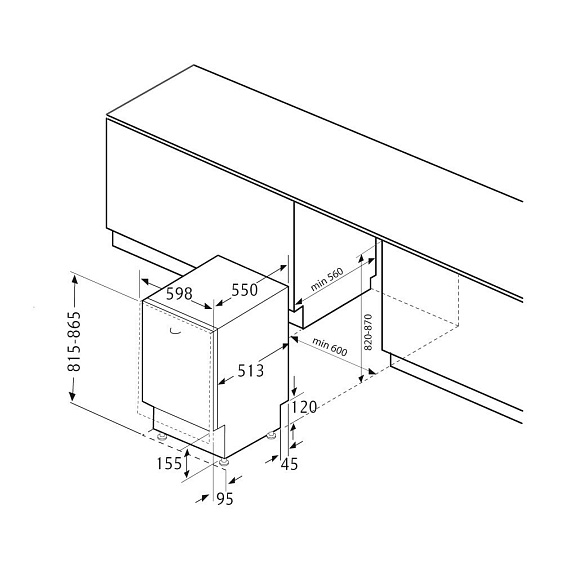 Размер тумбы для посудомоечной машины 45 см