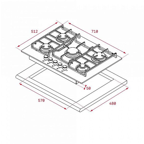 Газовая поверхность TEKA cgw lux 70 5g ai al tr ci nat