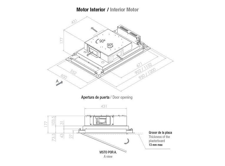 Вытяжка PANDO E-252/95 BLANCO V.1130 ECO SEC PLUS