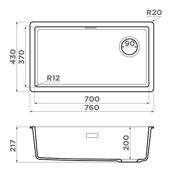 Кухонная мойка OMOIKIRI Kata 76-U/I Side-PA (4997588)