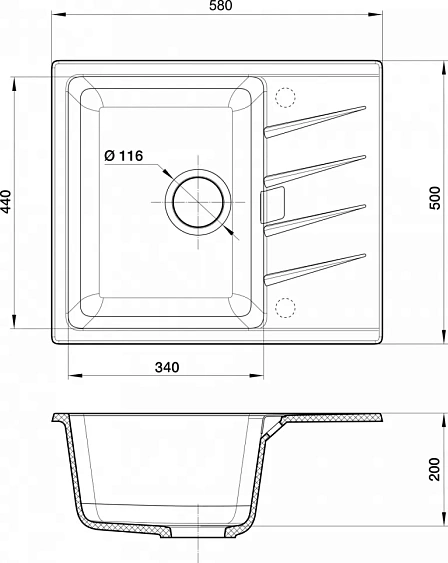 Кухонная мойка RIVELATO RAUM 58 beige scuro
