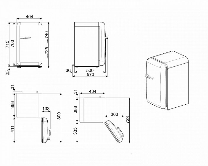 Минибар SMEG FAB5LBL3