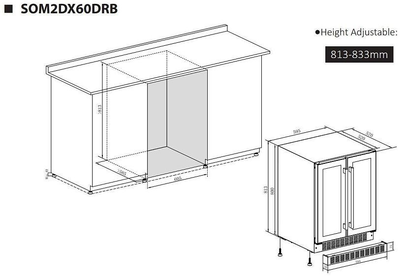 Винный шкаф TEMPTECH SOM2DX60DRB