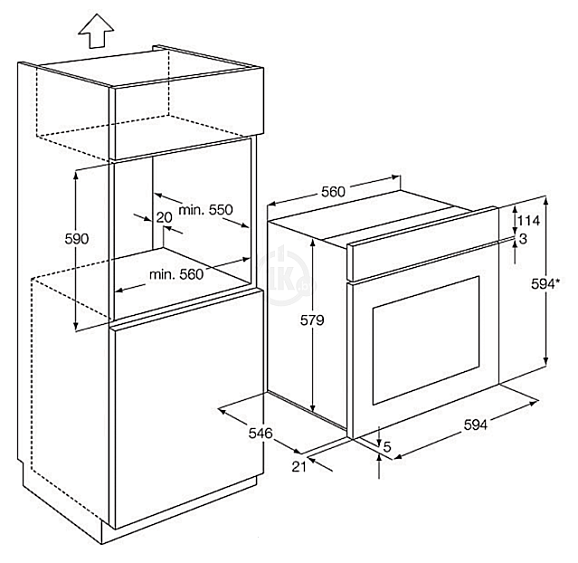 Духовка встраиваемая схема встройки