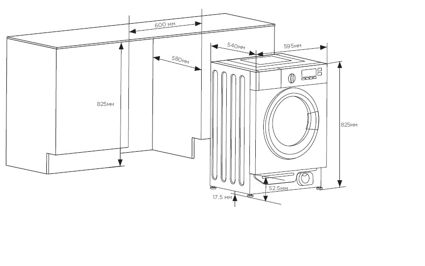 Встраиваемая стиральная машина размеры для встраивания под столешницу