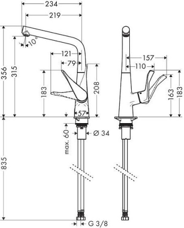 Смеситель HANSGROHE Metris 14822800