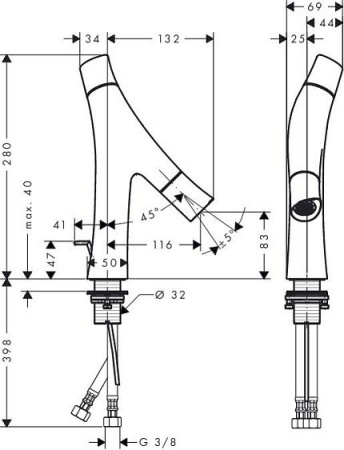 Смеситель AXOR Starck Organic 12011000 хром