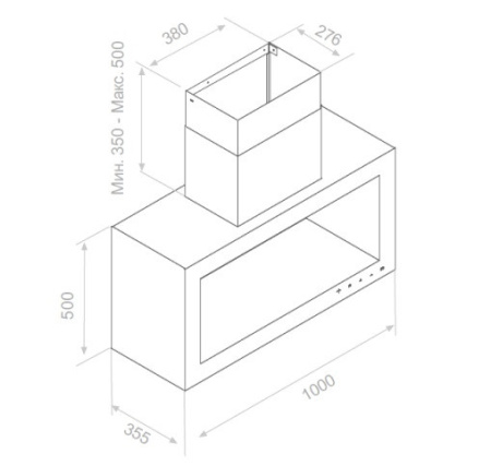 Вытяжка PANDO P-960/100 INOX/BLANCO BRILLO V.1250 ECO SEC