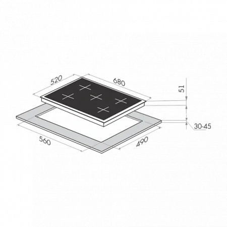 Газовая поверхность MAUNFELD mghg.75.21w_white glass (белое стекло+вставка)