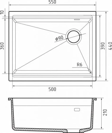 Кухонная мойка RIVELATO LINO 554-R antracite